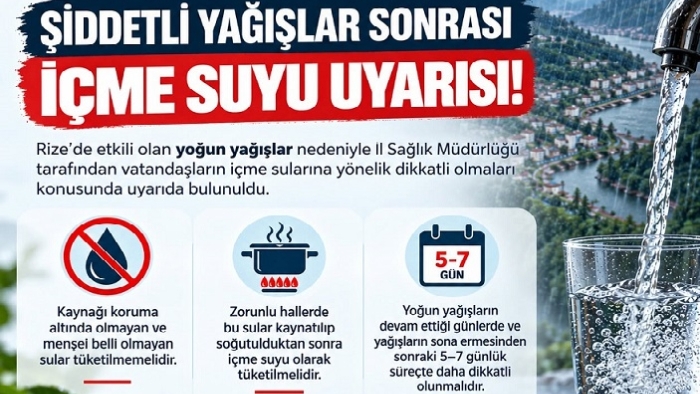 RİZE’DE ŞİDDETLİ YAĞIŞLAR SONRASI İÇME SUYU UYARISI!